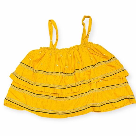 PIPER BY TOWNSEN for ANTHROPOLOGIE Women’s Yellow Sleeveless Boho Embroidered Ru - Picture 2 of 6